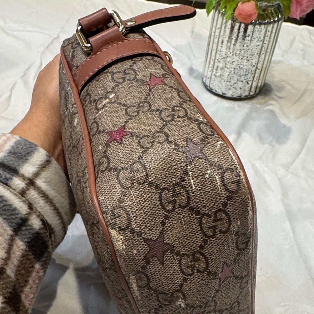 Authentic Gucci Pinkish Brown and Red Patterned Messenger Bag - Picture 6 of 16